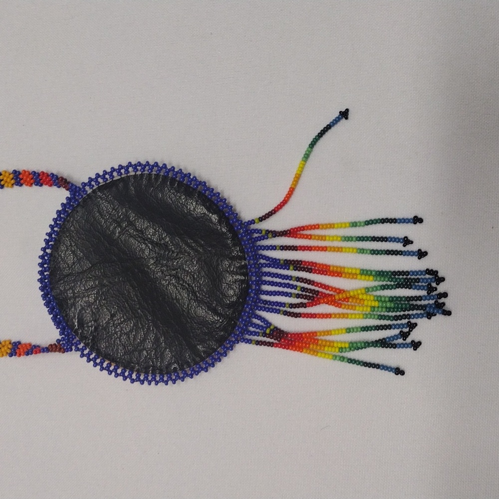 Beaded Pouch Pocket Necklace Colorful Sun - Picture 5 of 8